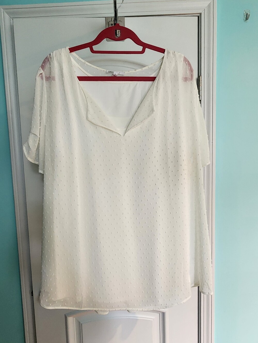 Flutter Sleeve Swiss Dot Blouse
